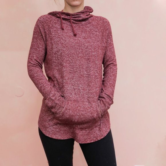 Red Cowl Neck Jersey Hoodie Xs 